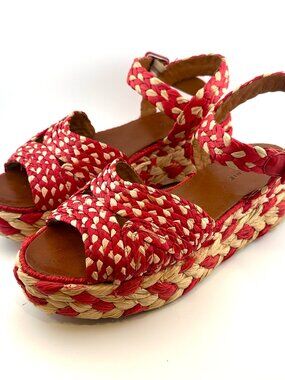 BRAND NEW ROBERTO CLERGERIE ARTEMIS RAFFIA PLATFORM SANDALS